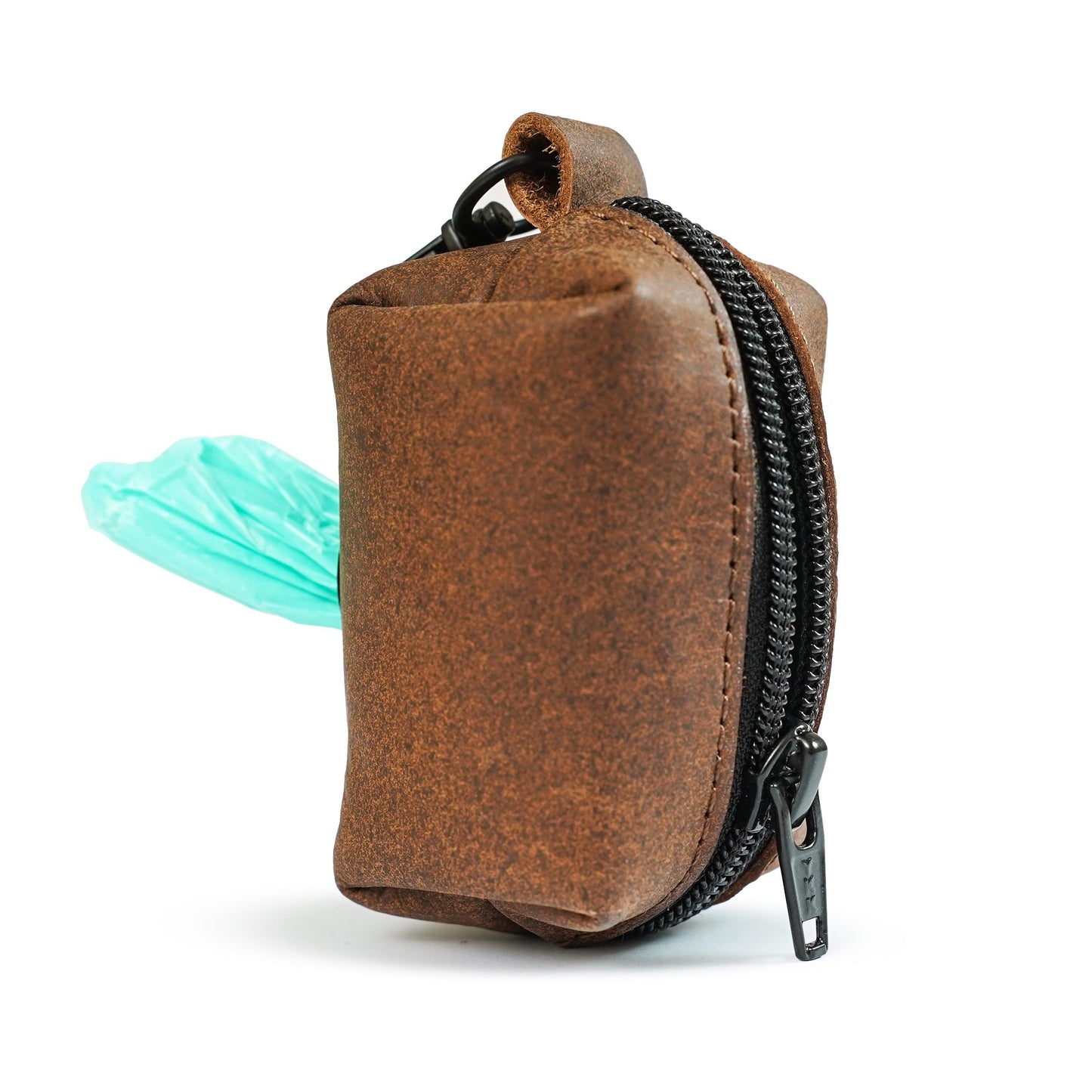 Handmade Leather Dog Poop Bag Holder: Durable Pet Waste Dispenser
