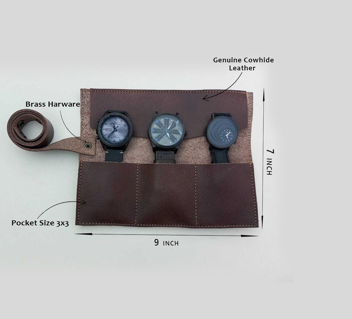 Personalized Leather Watch Roll: Travel Watch Case, Groomsmen Gift