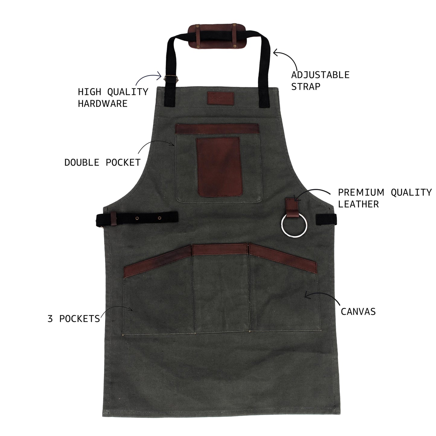 Leather & Canvas Apron: Chef, Woodworking, BBQ - Handmade