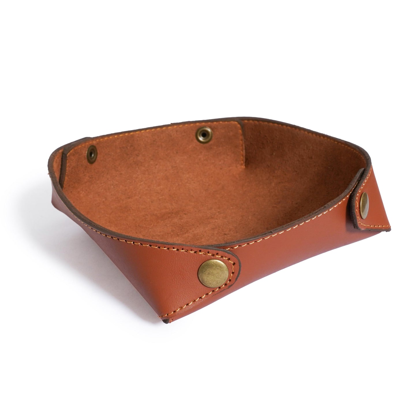 Handmade Leather Valet Tray | Cowhide Desk Organizer