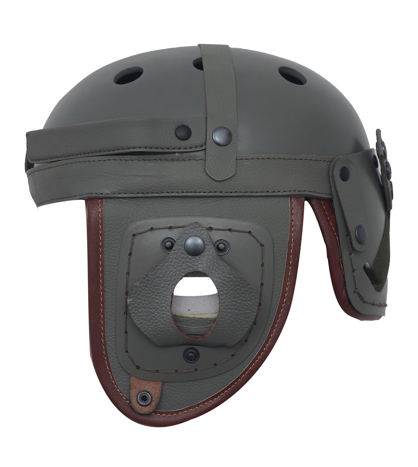 WWII M1938 Leather Tanker Helmet Replica: U.S. Army Reenactment