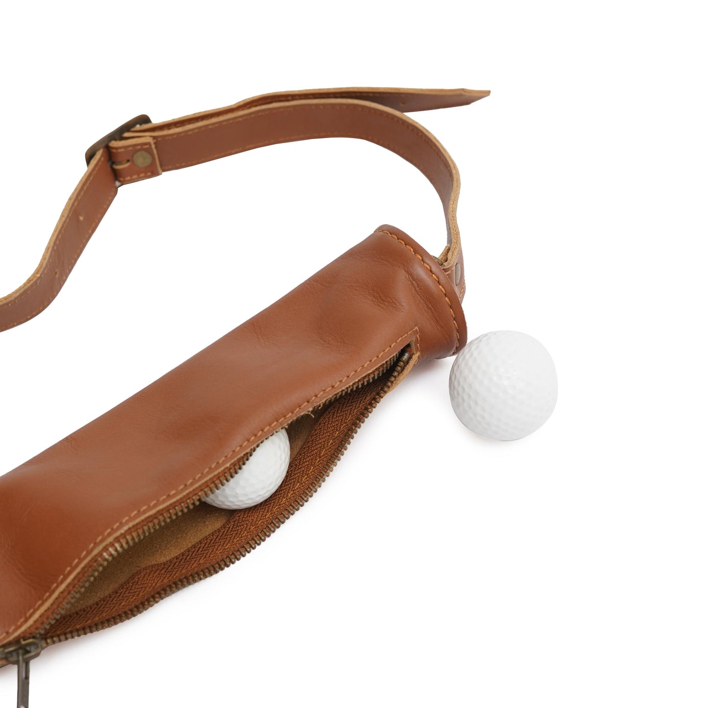 Handmade Canvas & Leather Golf Ball Pouch: Brass D-Ring Accessory