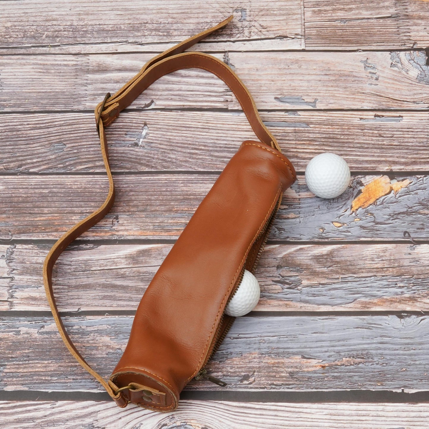 Handmade Canvas & Leather Golf Ball Pouch: Brass D-Ring Accessory