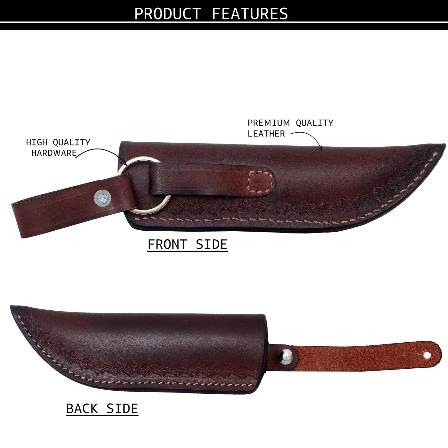 Handmade Saddle Leather Knife Sheath: Vertical Carry, EDC, Hunting