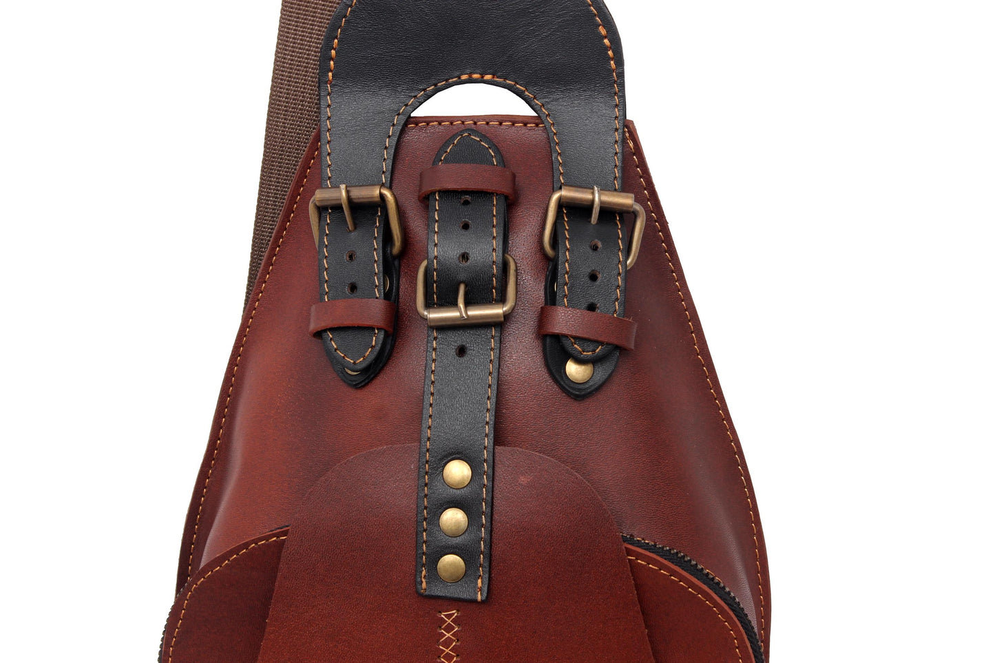 Handmade Leather Sling Bag: Unisex Cowhide Messenger Bag