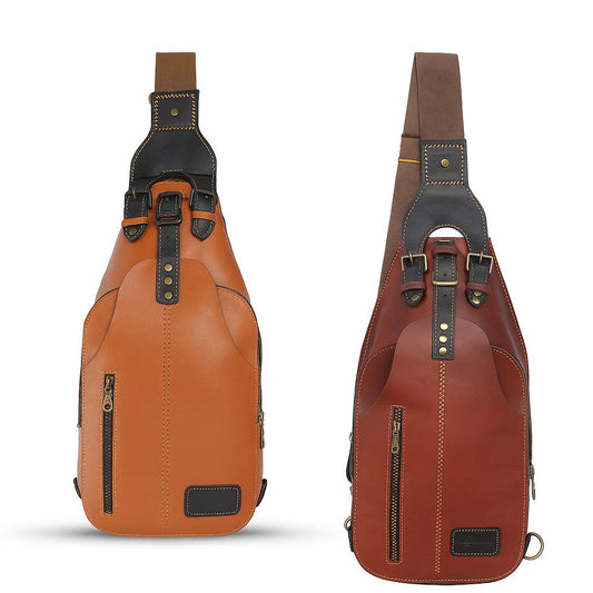 Set of 2 Leather Sling Bags: Handmade Cowhide Crossbody Messenger