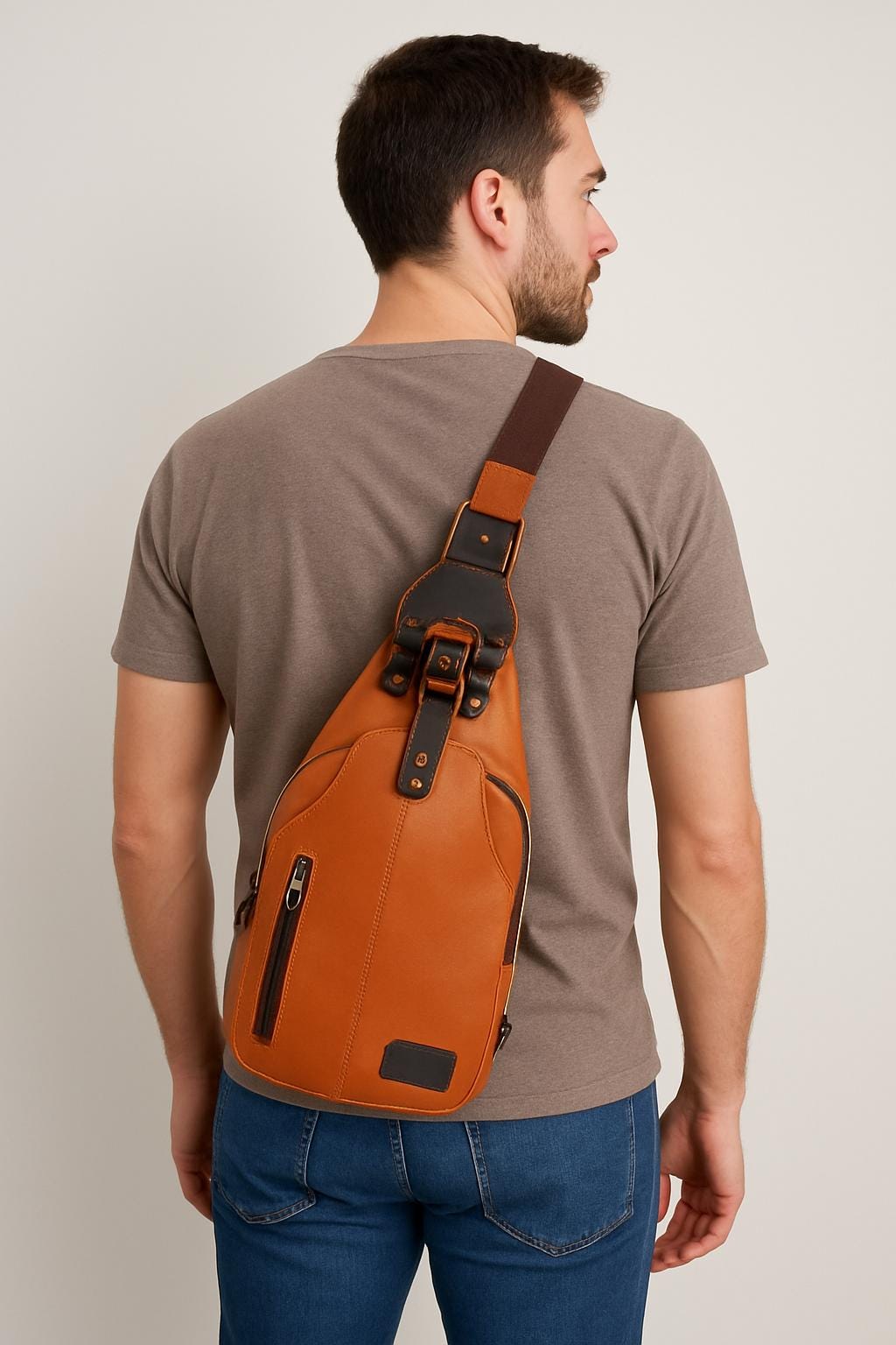 Set of 2 Leather Sling Bags: Handmade Cowhide Crossbody Messenger