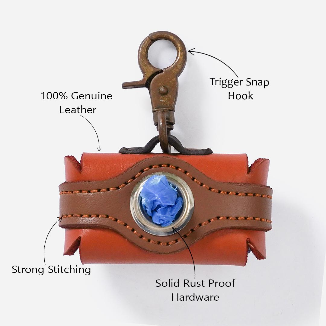 Leather Dog Poop Bag Holder: Durable Pet Waste Dispenser