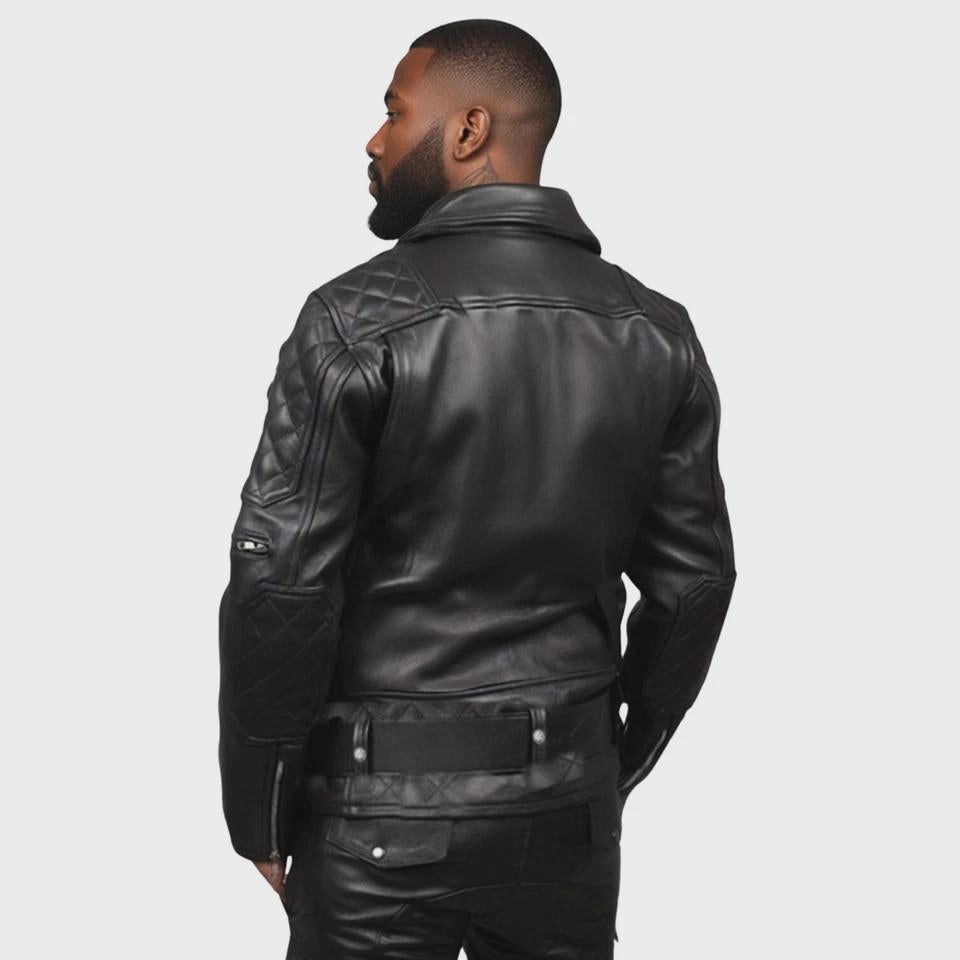 Men's Motorcycle Genuine Leather Jacket Brando Style Black Biker Jacket Gift For Him