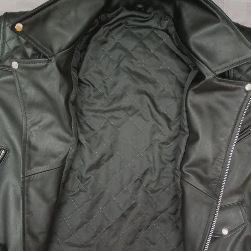 Men's Motorcycle Genuine Leather Jacket Brando Style Black Biker Jacket Gift For Him