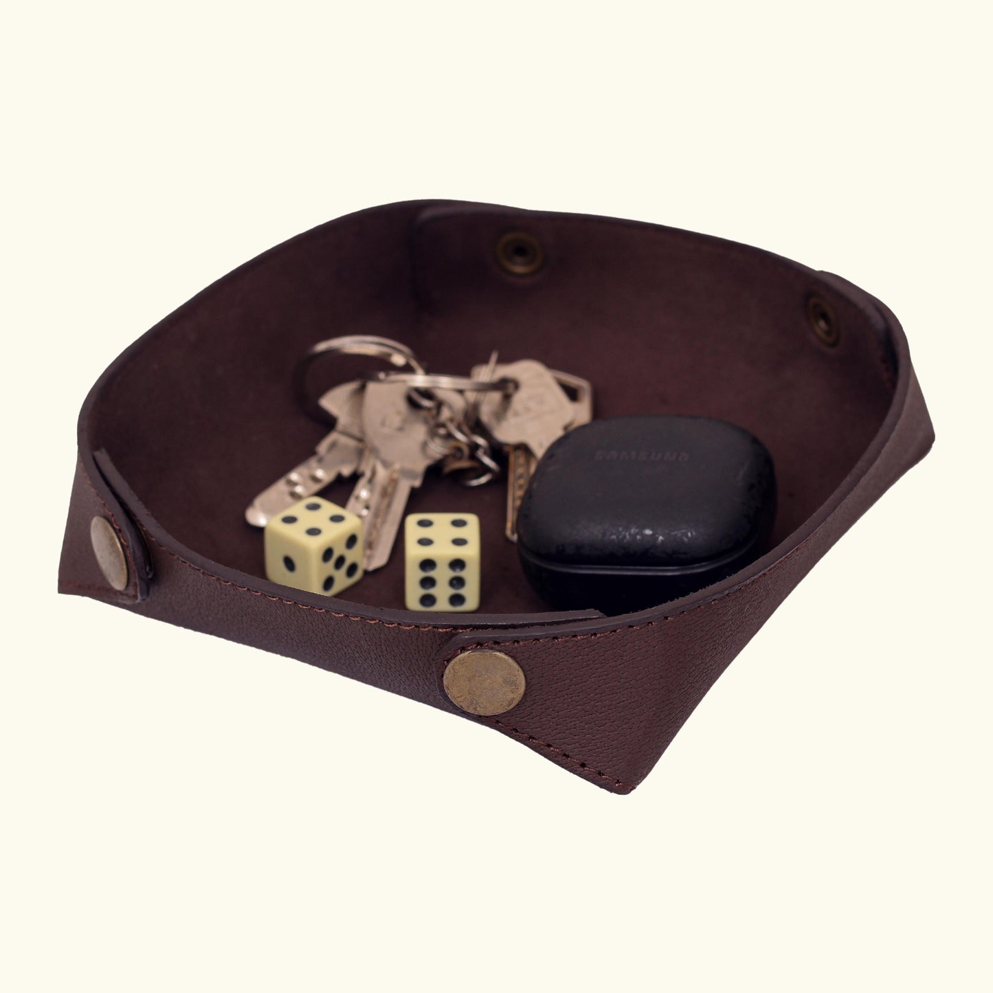 Handmade Cowhide Leather Valet Tray Set: Desk Organizer, Keys, Wallet