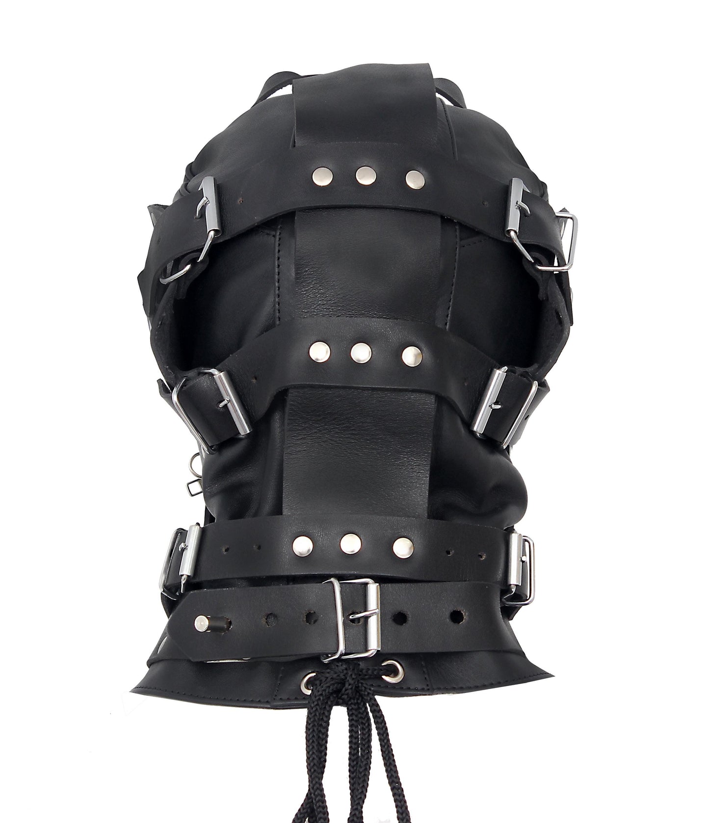 Handmade Black Leather Hood Sensory Deprivation Hood Adult Full Face Gimp Mask Mature