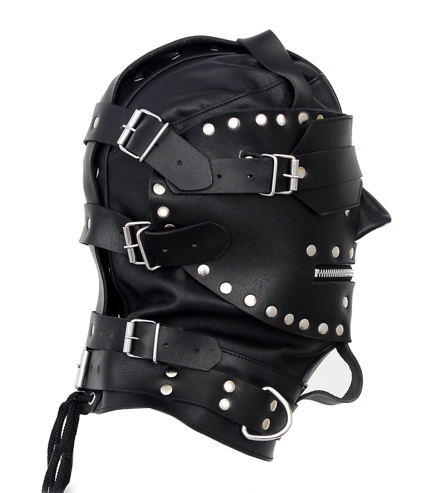 Handmade Black Leather Hood Sensory Deprivation Hood Adult Full Face Gimp Mask Mature