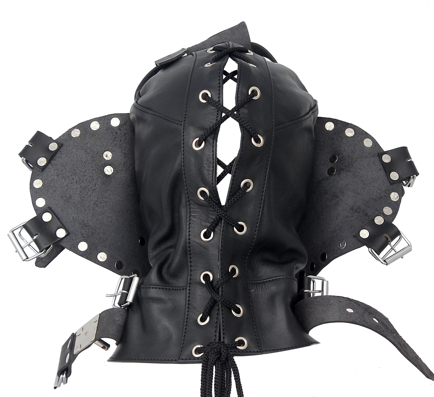 Handmade Black Leather Hood Sensory Deprivation Hood Adult Full Face Gimp Mask Mature