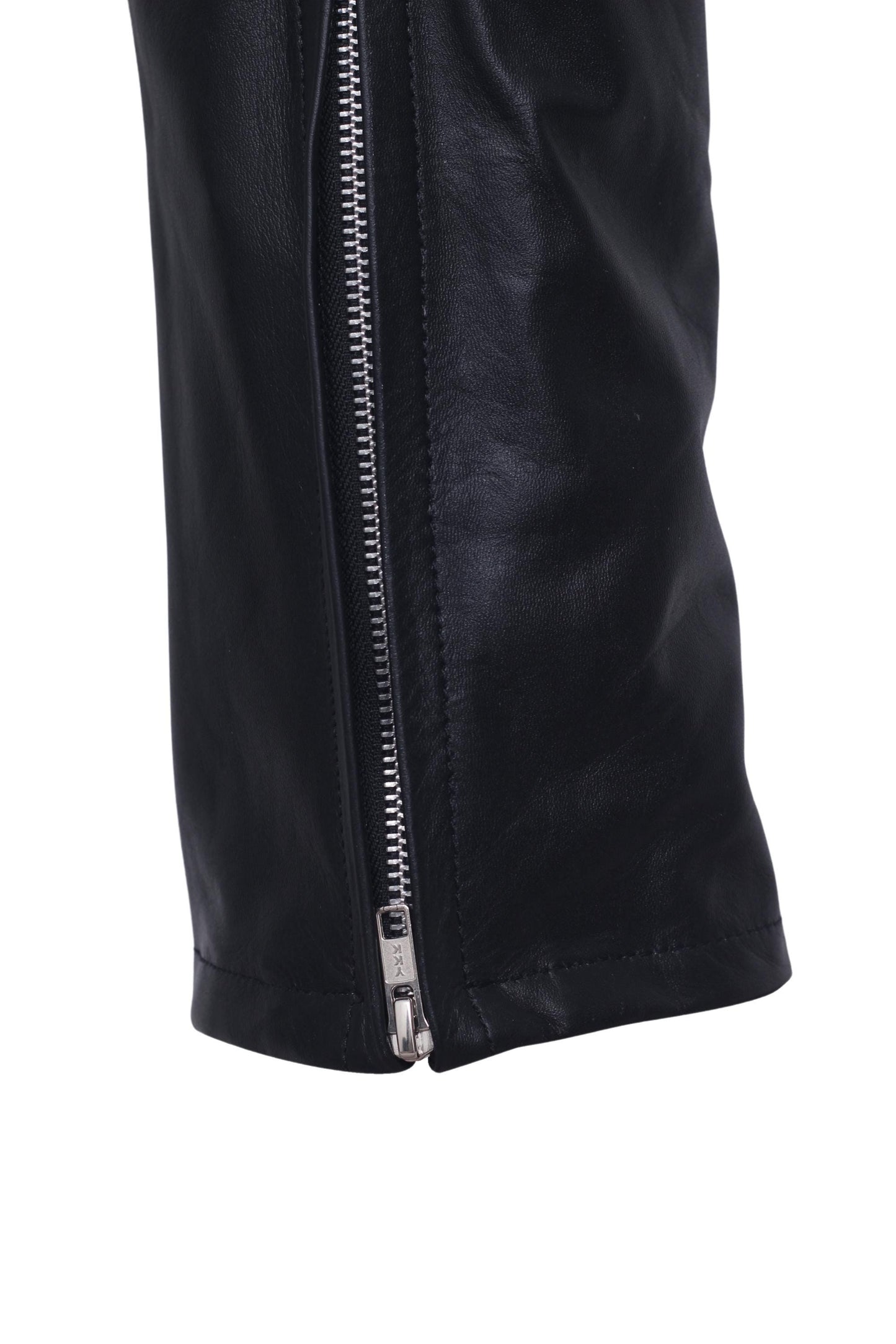 Men's Quilted Black Leather Biker Pants with Pockets
