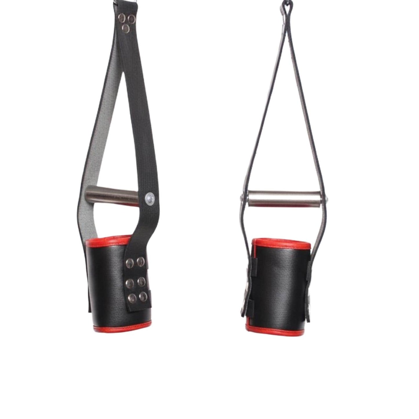 Black Leather Suspension Wrist Cuffs Adjustable Padded Handcuffs Mature