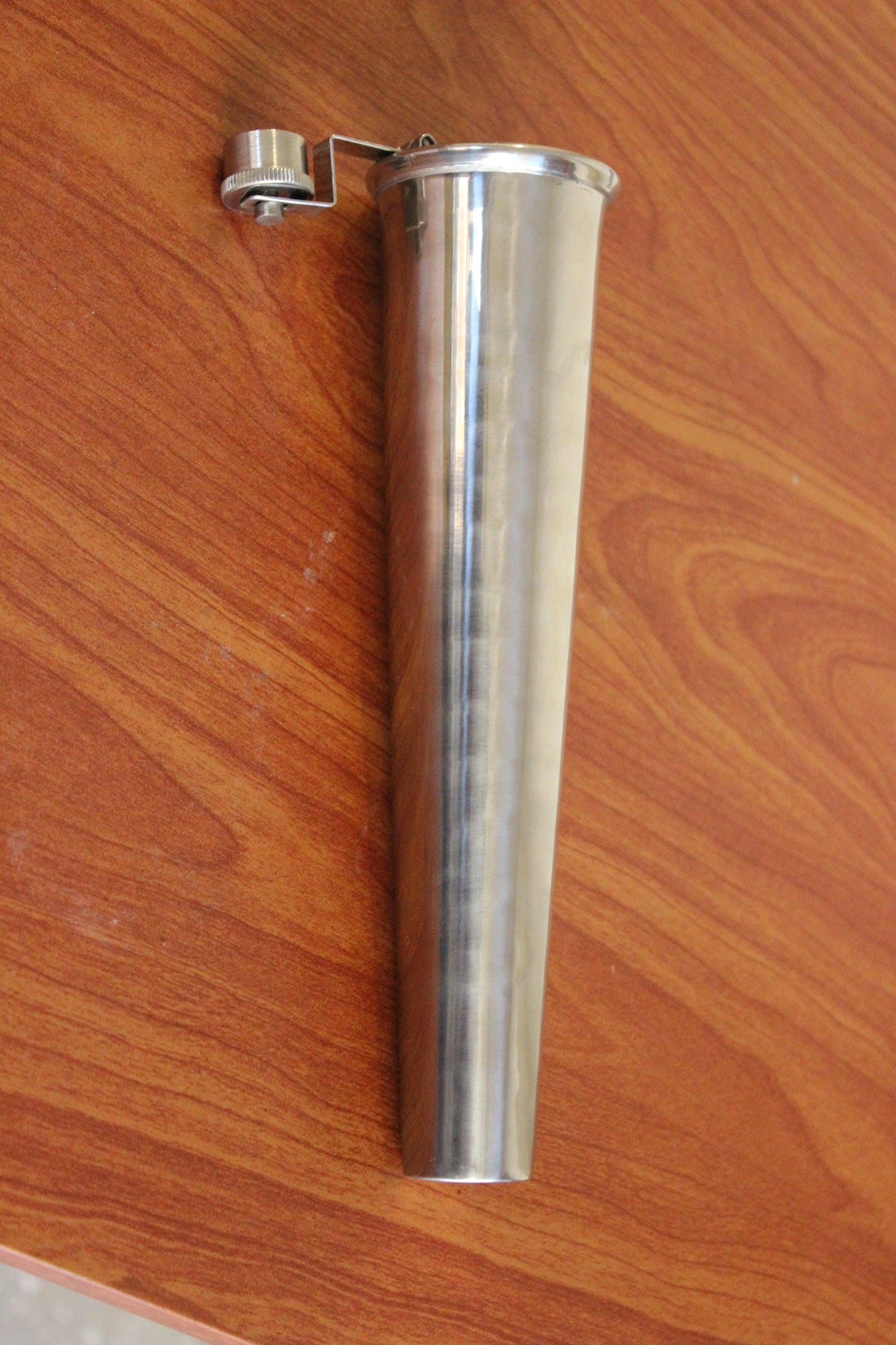 Stainless Steel Saddle Flask, Fox Hunting Baton Design - 11 oz