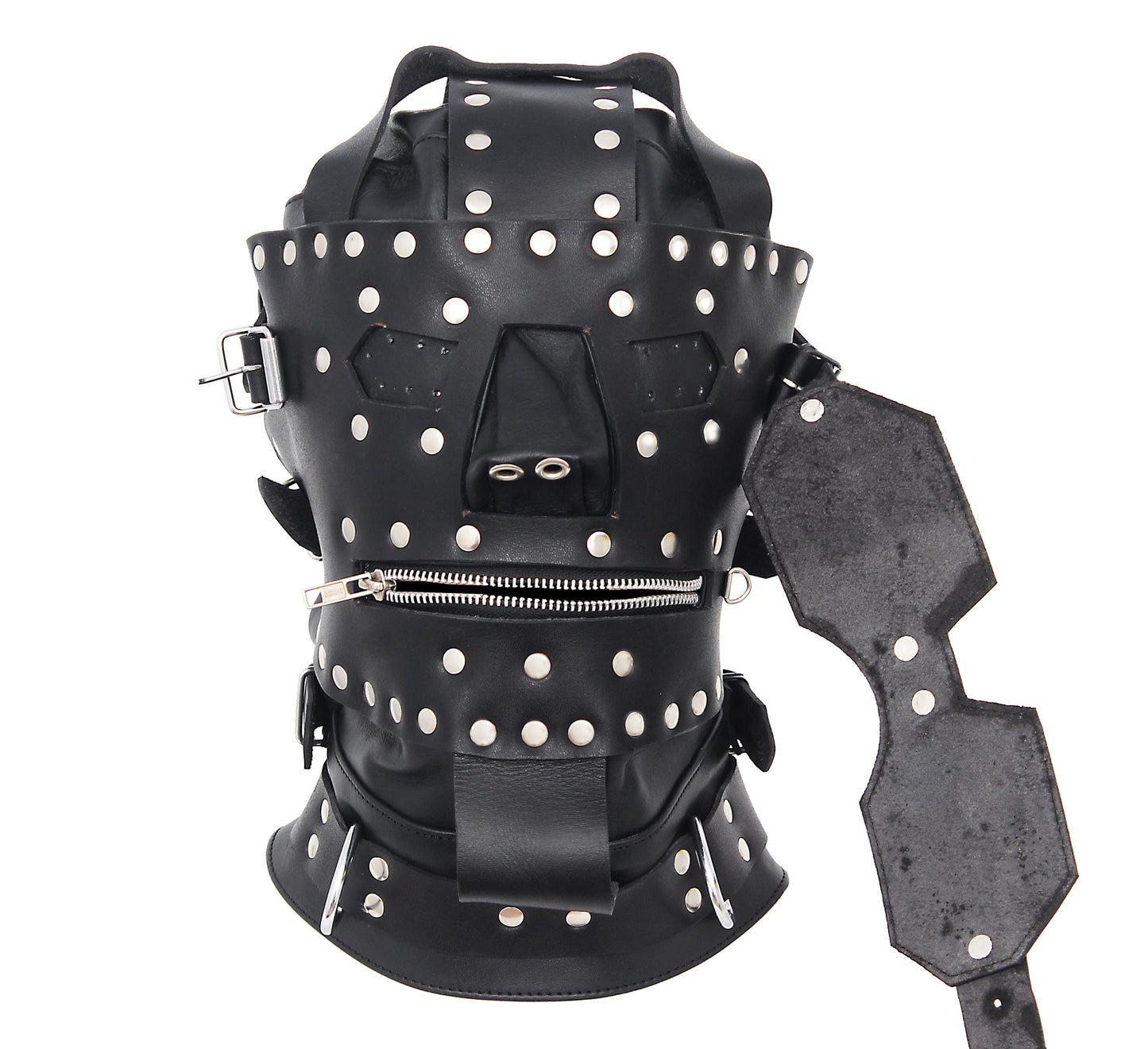 Handmade Black Leather Hood Sensory Deprivation Hood Adult Full Face Gimp Mask Mature