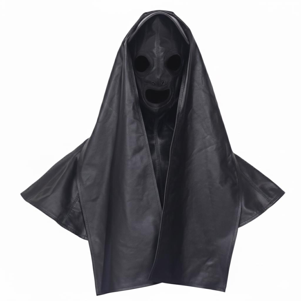 Genuine Leather Nun Mask, Gothic Cosplay Hood Costume Mature