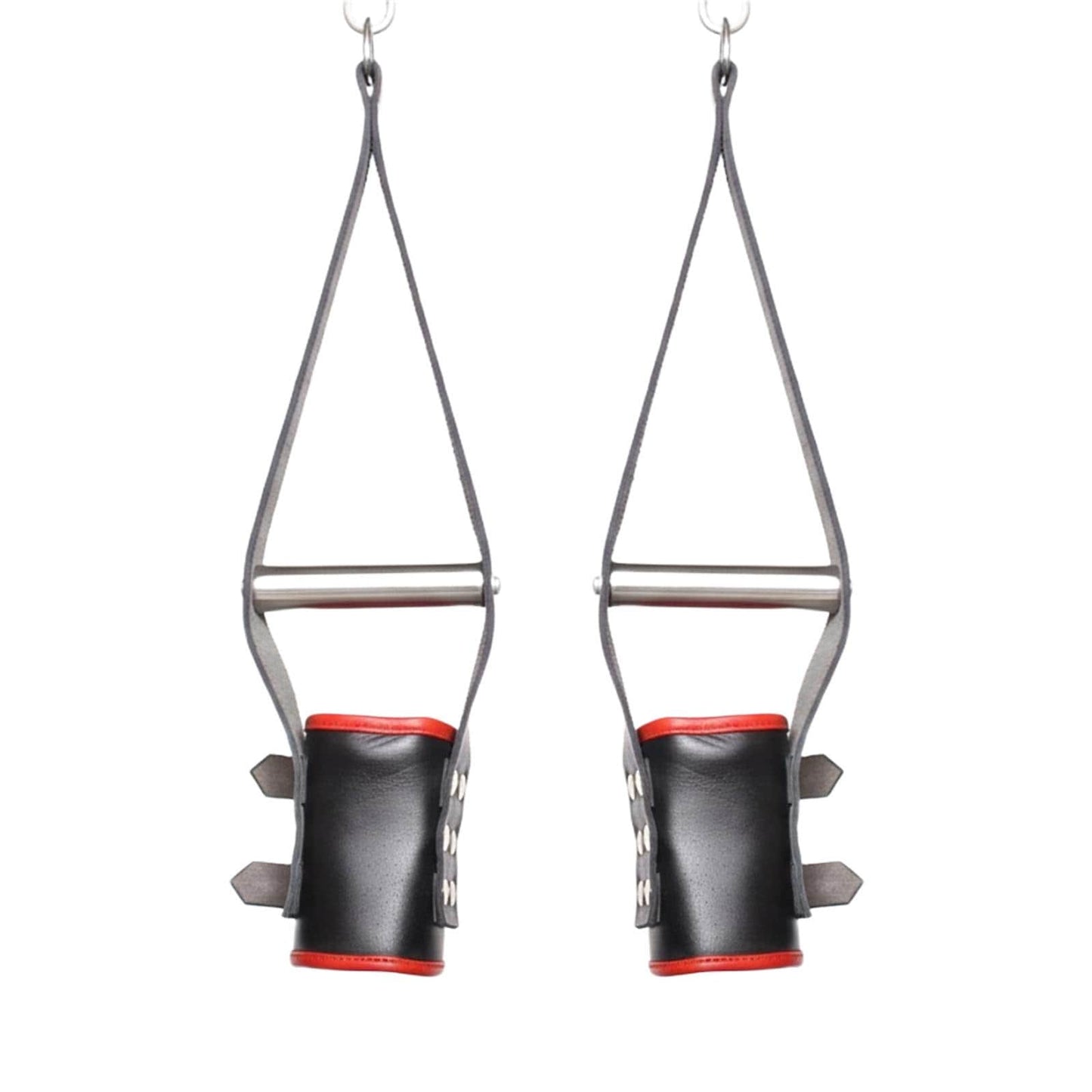 Black Leather Suspension Wrist Cuffs Adjustable Padded Handcuffs Mature