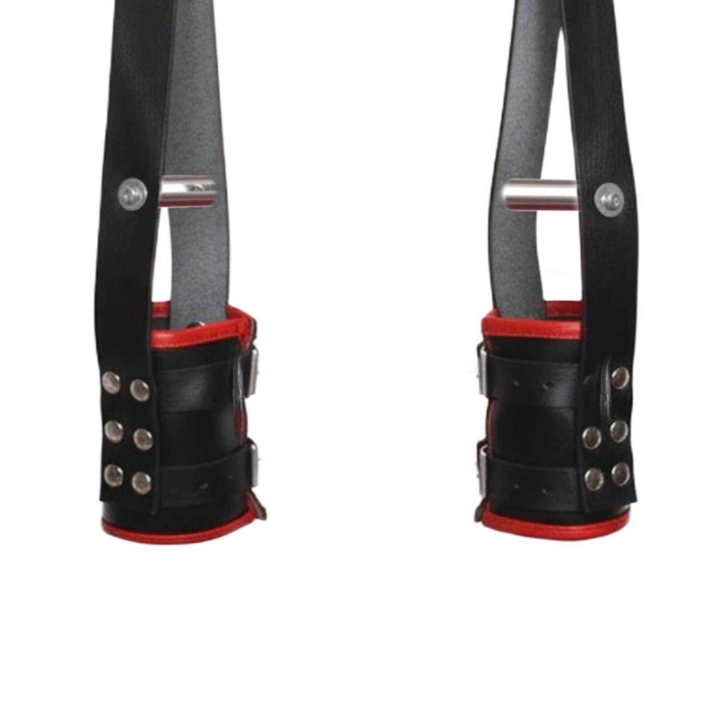 Black Leather Suspension Wrist Cuffs Adjustable Padded Handcuffs Mature