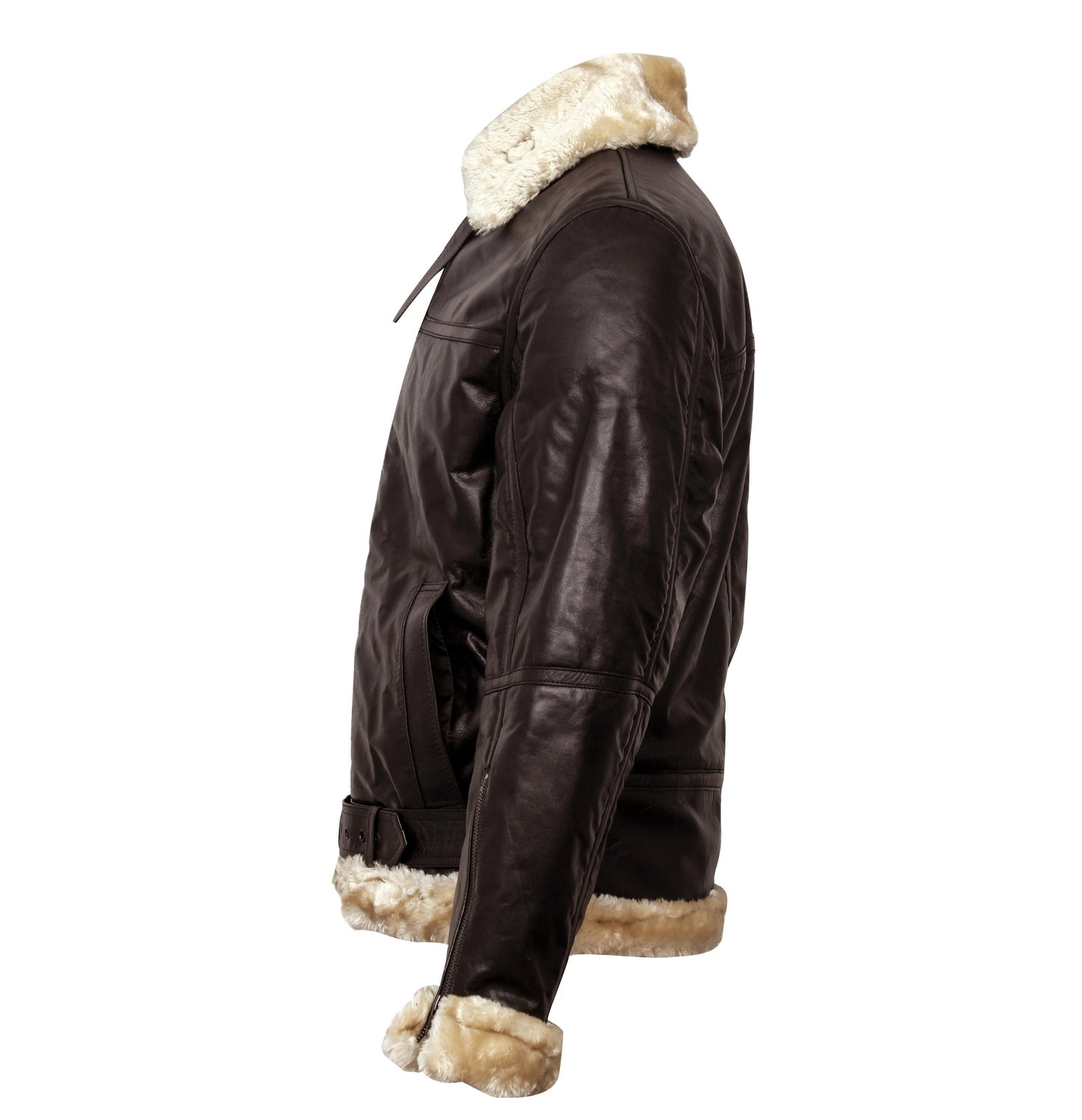 Leather B3 Bomber Jacket, Shearling Lined Aviator Winter Coat