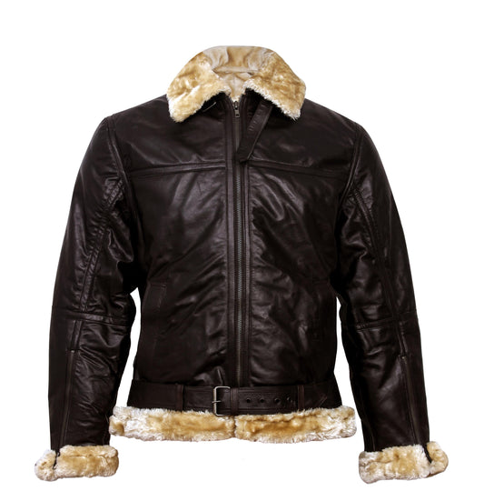 Leather B3 Bomber Jacket, Shearling Lined Aviator Winter Coat