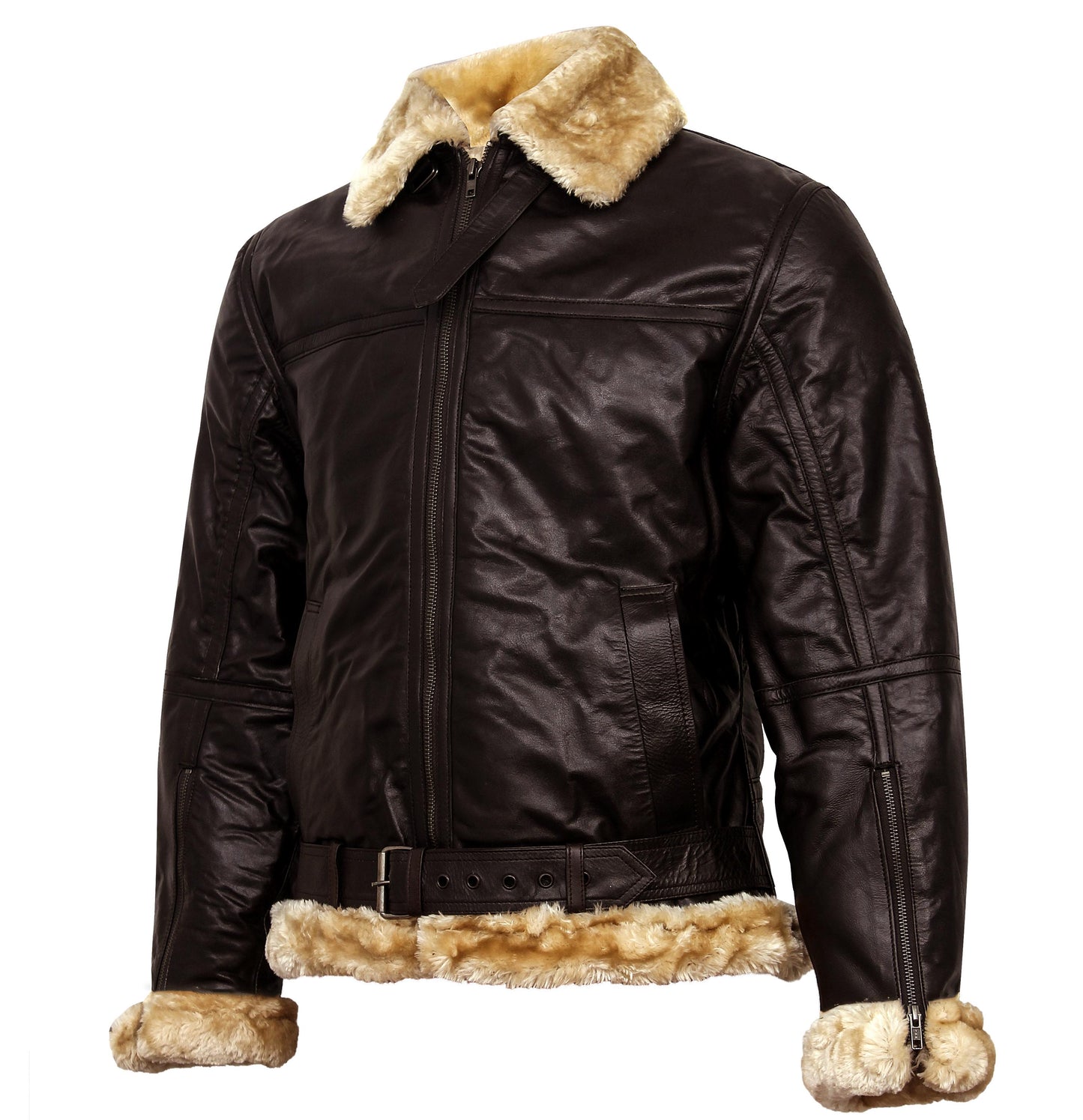 Leather B3 Bomber Jacket, Shearling Lined Aviator Winter Coat